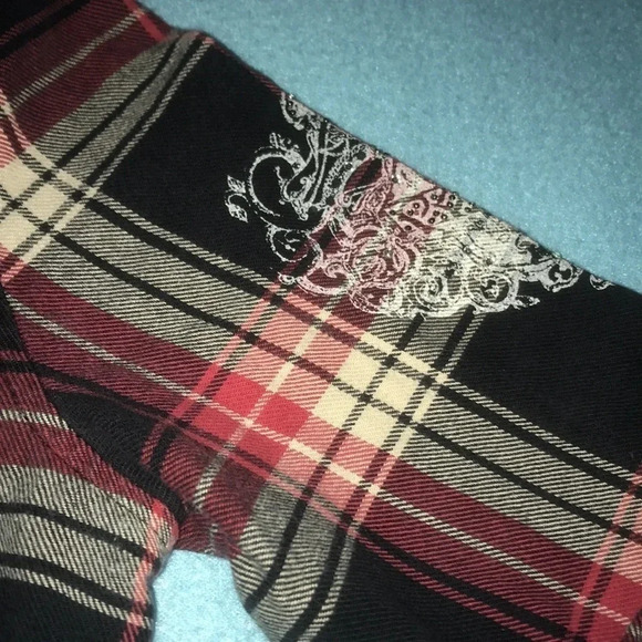 CELLO flannel button up long sleeves rhinestone details chest pocket size M - Picture 5 of 9